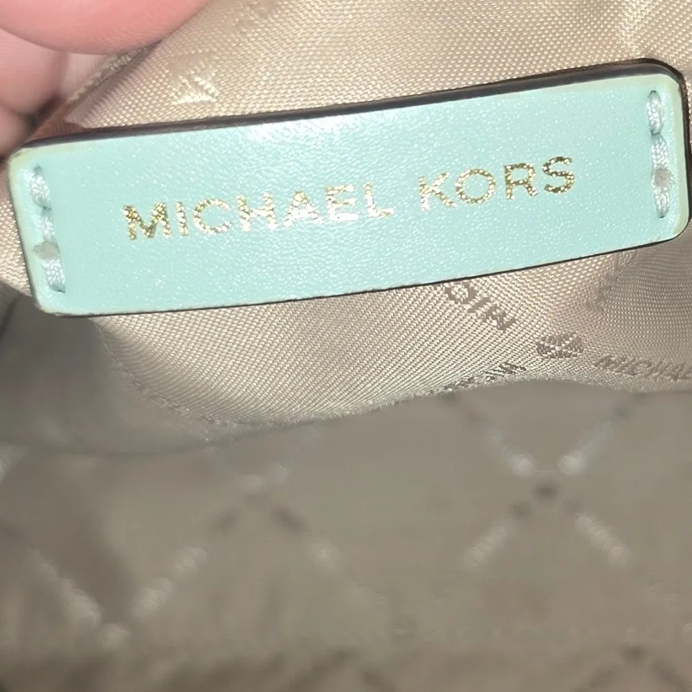 Michael Kors Light Mint Green Pebbles Leather Tote Bag